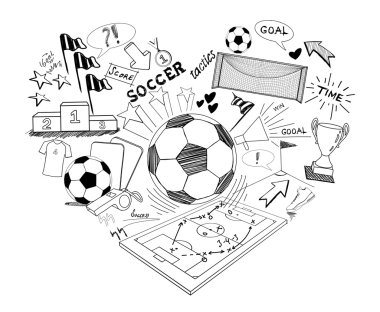 Futbol doodle illüstrasyon illüstrasyon