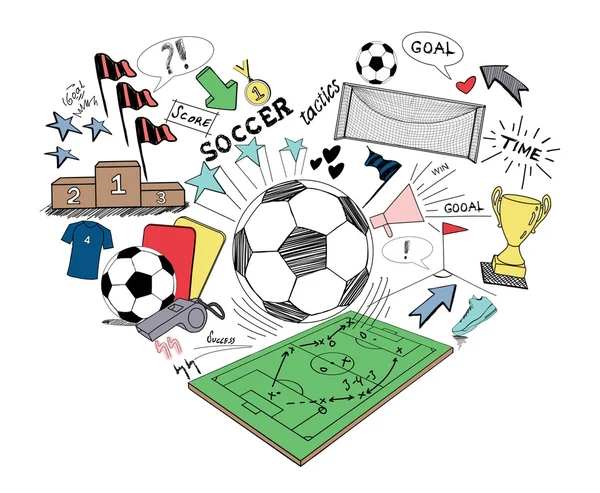 Futbol doodle illüstrasyon illüstrasyon — Stok fotoğraf