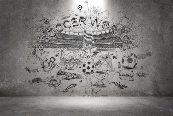 Doodle de football sur le mur — Photo