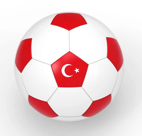 Balón de fútbol con símbolos de bandera turca — Foto de Stock