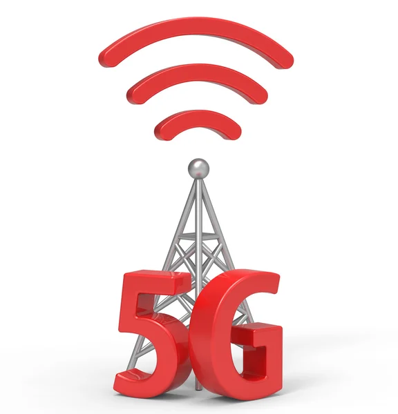 3d 5 g 与天线，无线通信技术 — 图库照片