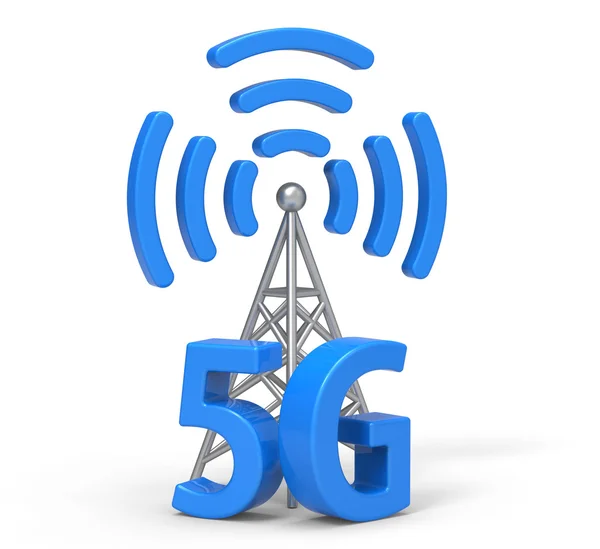 3d 5g com antena, tecnologia de comunicação sem fio — Fotografia de Stock