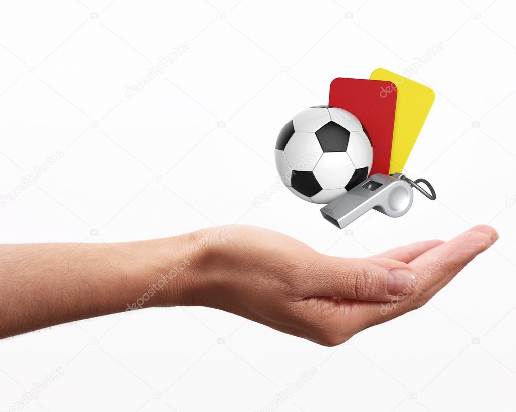 On hand soccer concept