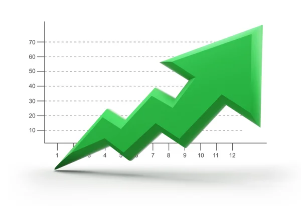 Pfeil nach oben mit Diagramm — Stockfoto