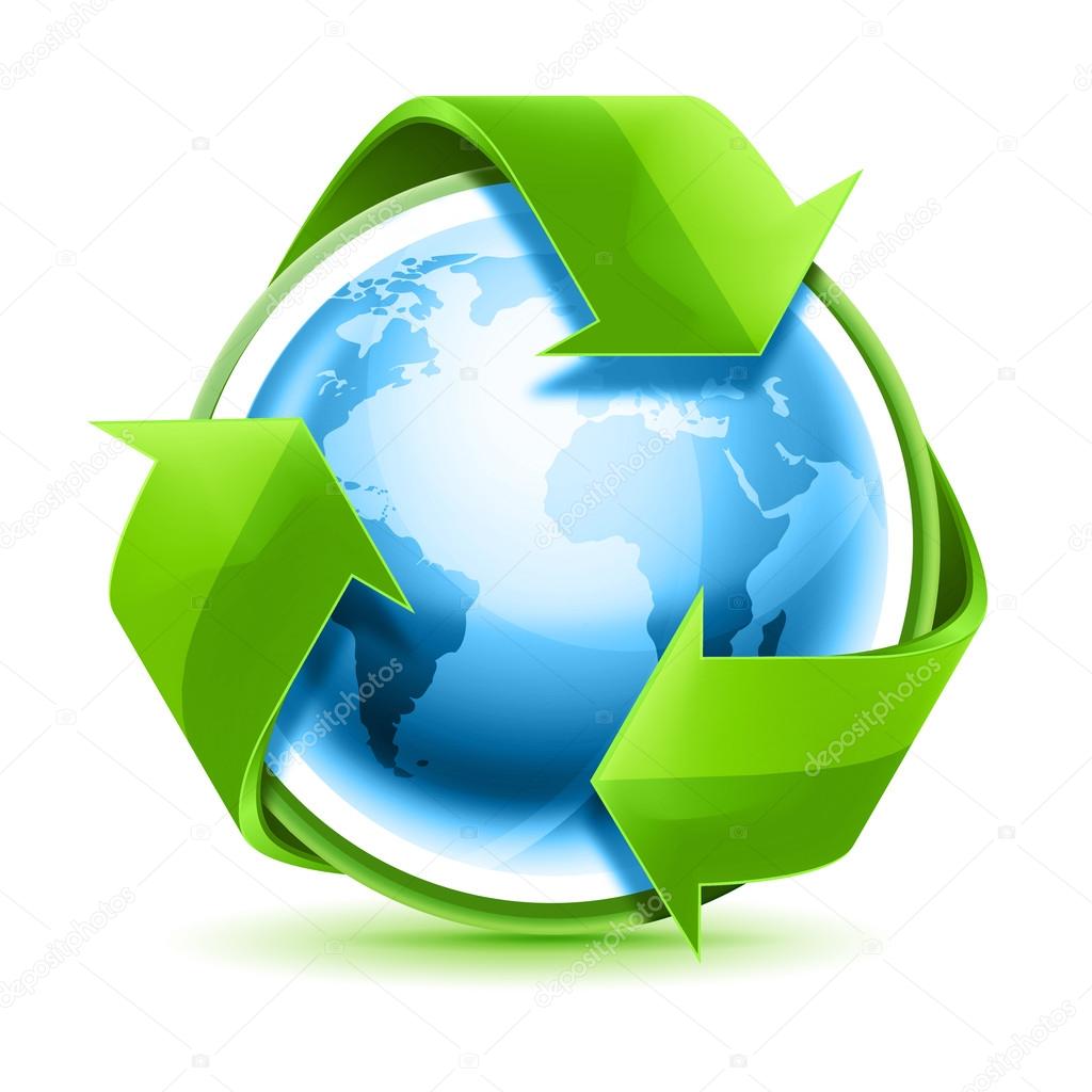 Recycling globe with arrows