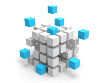 Beyaz arkaplanda 3B Küpler