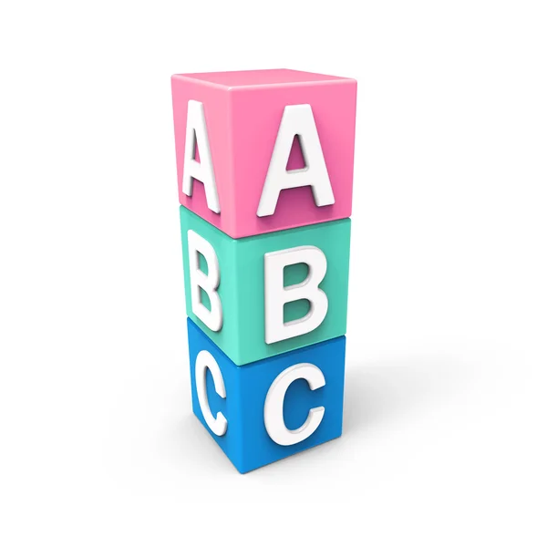 Cubos abc sobre fundo branco — Fotografia de Stock