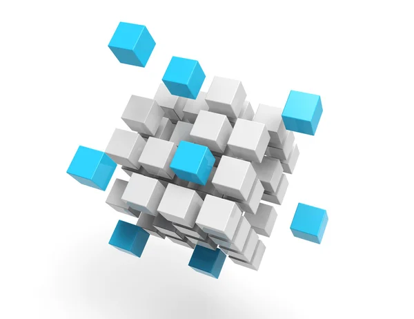 白色背景的3D立方体 — 图库照片
