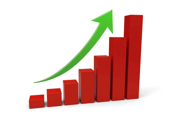3d steigender Graph — Stockfoto