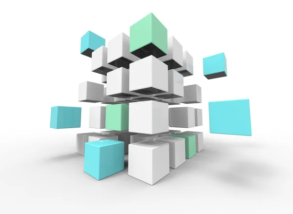 3D kuber på vit bakgrund — Stockfoto