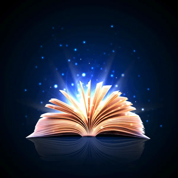 Libro magico con luci magiche — Foto Stock