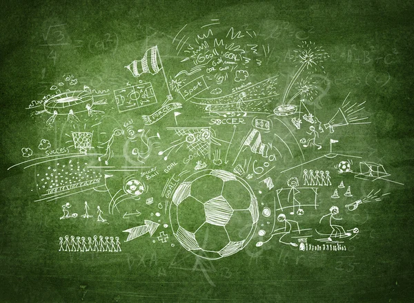 Soccer concept on black board — Stock Photo, Image