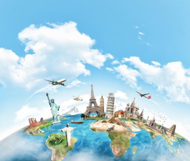 Travel the world monument concept clipart