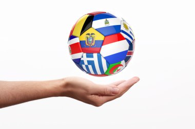 3D futbol futbol topuyla ülkelerin bayrakları takım