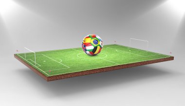 3D futbol futbol topuyla ülkelerin bayrakları takım