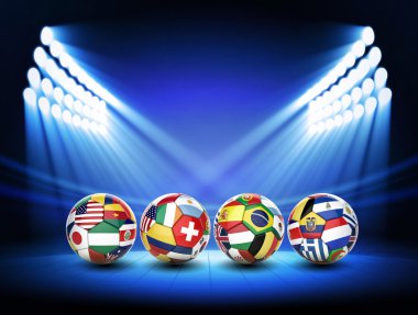 3D futbol futbol topuyla ülkelerin bayrakları takım