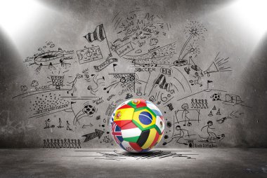 3D futbol futbol topuyla ülkelerin bayrakları takım