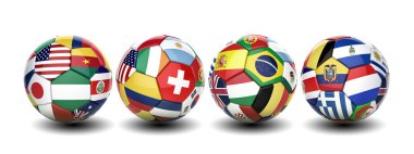 3D futbol futbol topuyla ülkelerin bayrakları takım