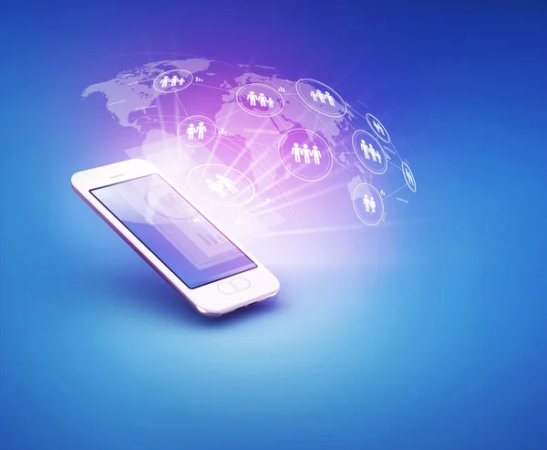 Moderne communicatie technologie illustratie met mobile — Stockfoto