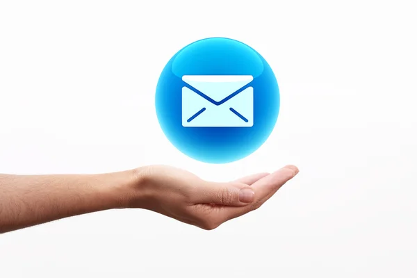 Email icon on hand — Stock Photo, Image