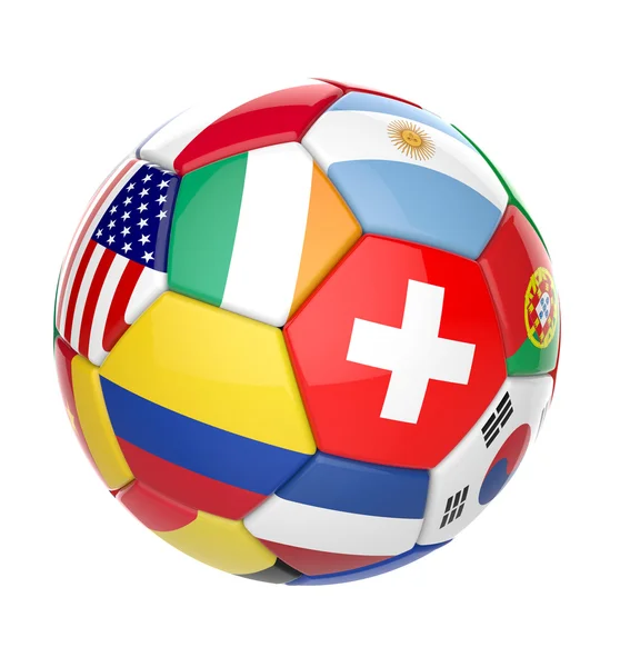 Balón de fútbol 3D con banderas de equipos de naciones — Foto de Stock