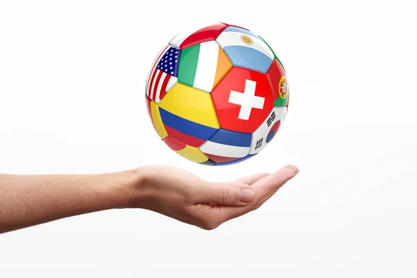 Ballon de football 3D avec drapeaux des équipes des nations — Photo