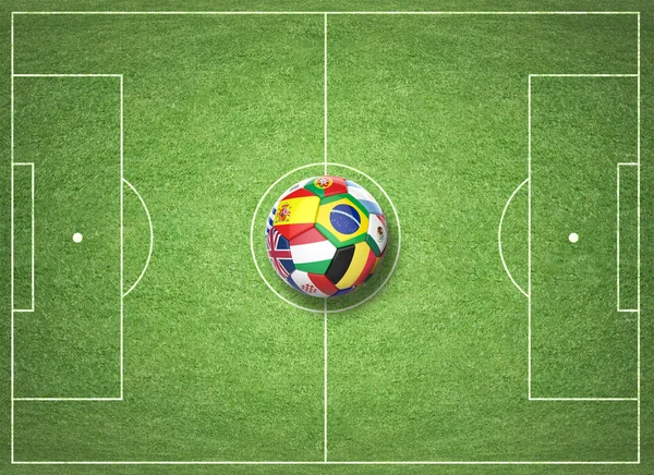 Pallone da calcio 3D con bandiere della nazionale — Foto Stock