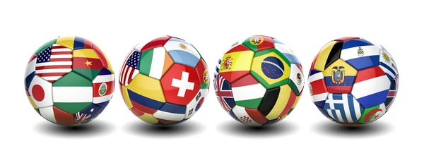 3D futbol futbol topuyla ülkelerin bayrakları takım — Stok fotoğraf