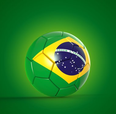 Brezilya bayrağı ile 3D futbol topu