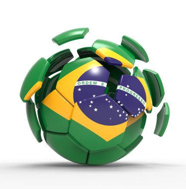 Brezilya bayrağı ile 3D futbol topu