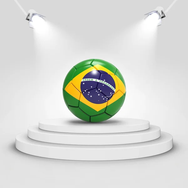 3D Fußball mit brasilianischer Fahne — Stockfoto