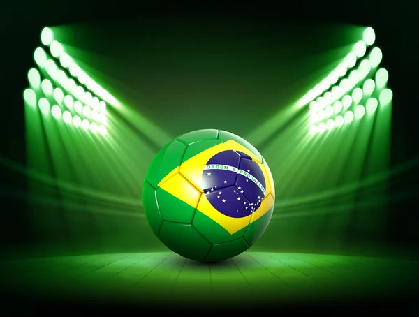 Bola de fútbol 3d con bandera de Brasil —  Fotos de Stock