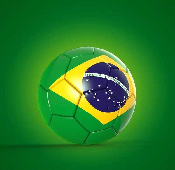 Bola de fútbol 3d con bandera de Brasil —  Fotos de Stock