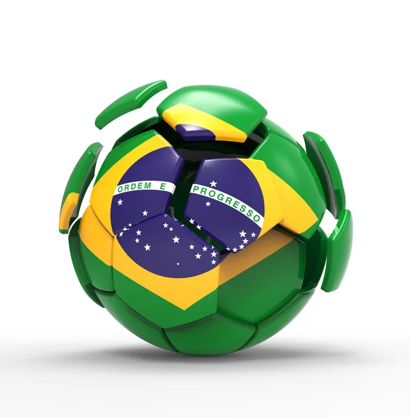 ブラジルの国旗の 3 d のサッカー ボール — ストック写真