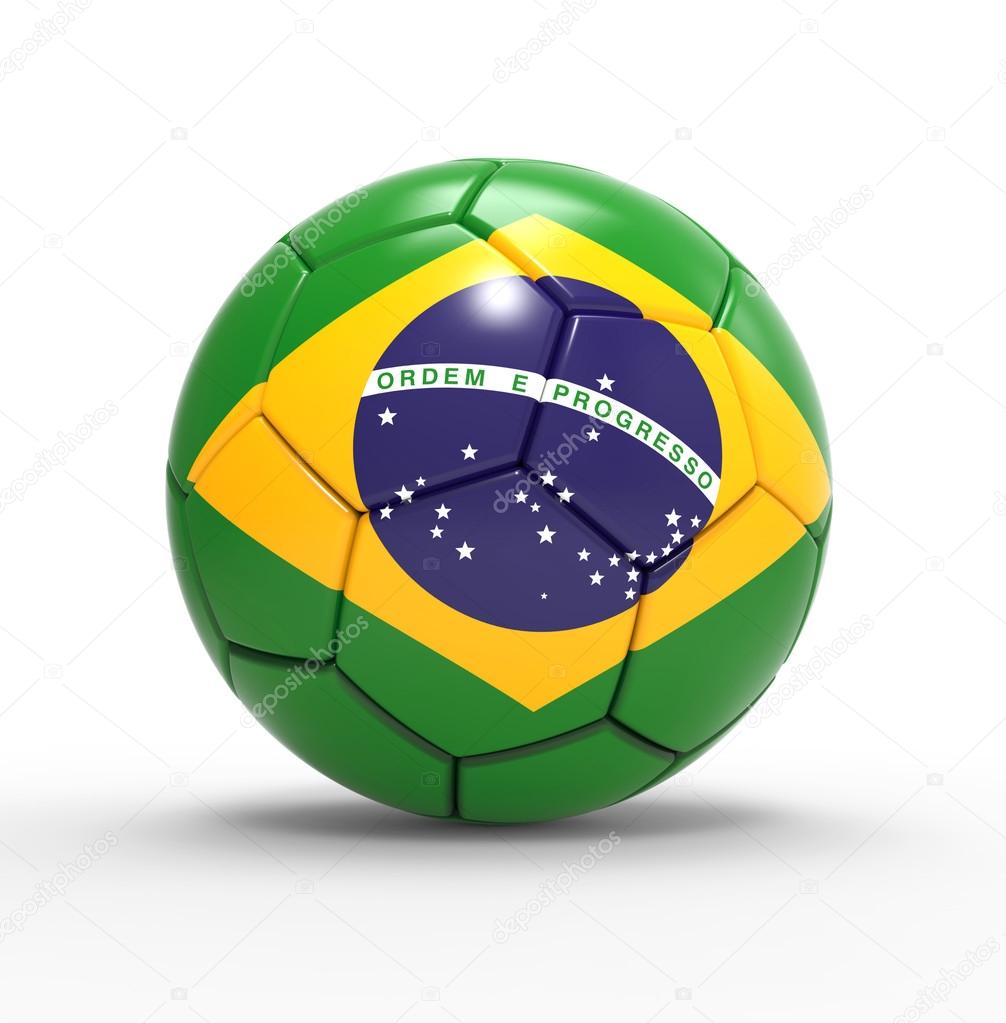 3d soccer ball with brazil flag