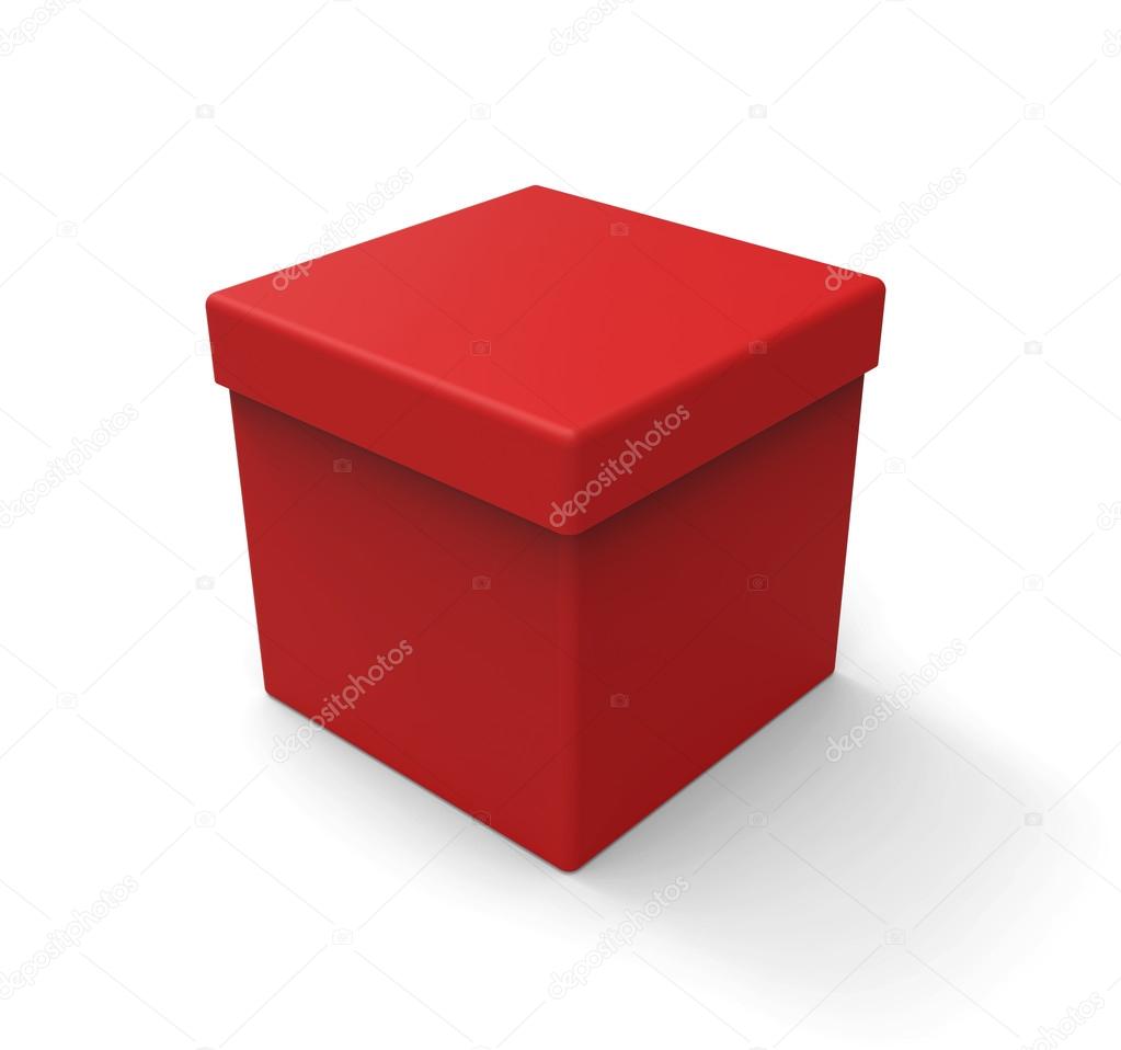 3d red box, square shape