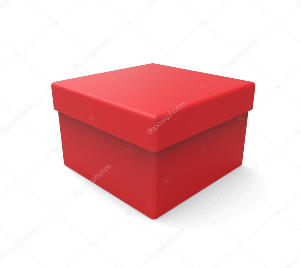 3d red box, square shape