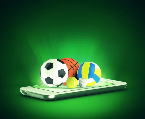 Palle sportive sul telefono — Foto Stock