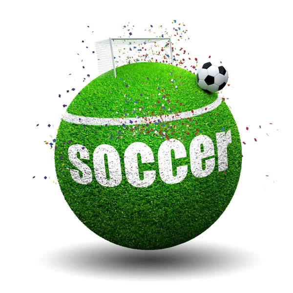 Pallone da calcio su erba sfera — Foto Stock