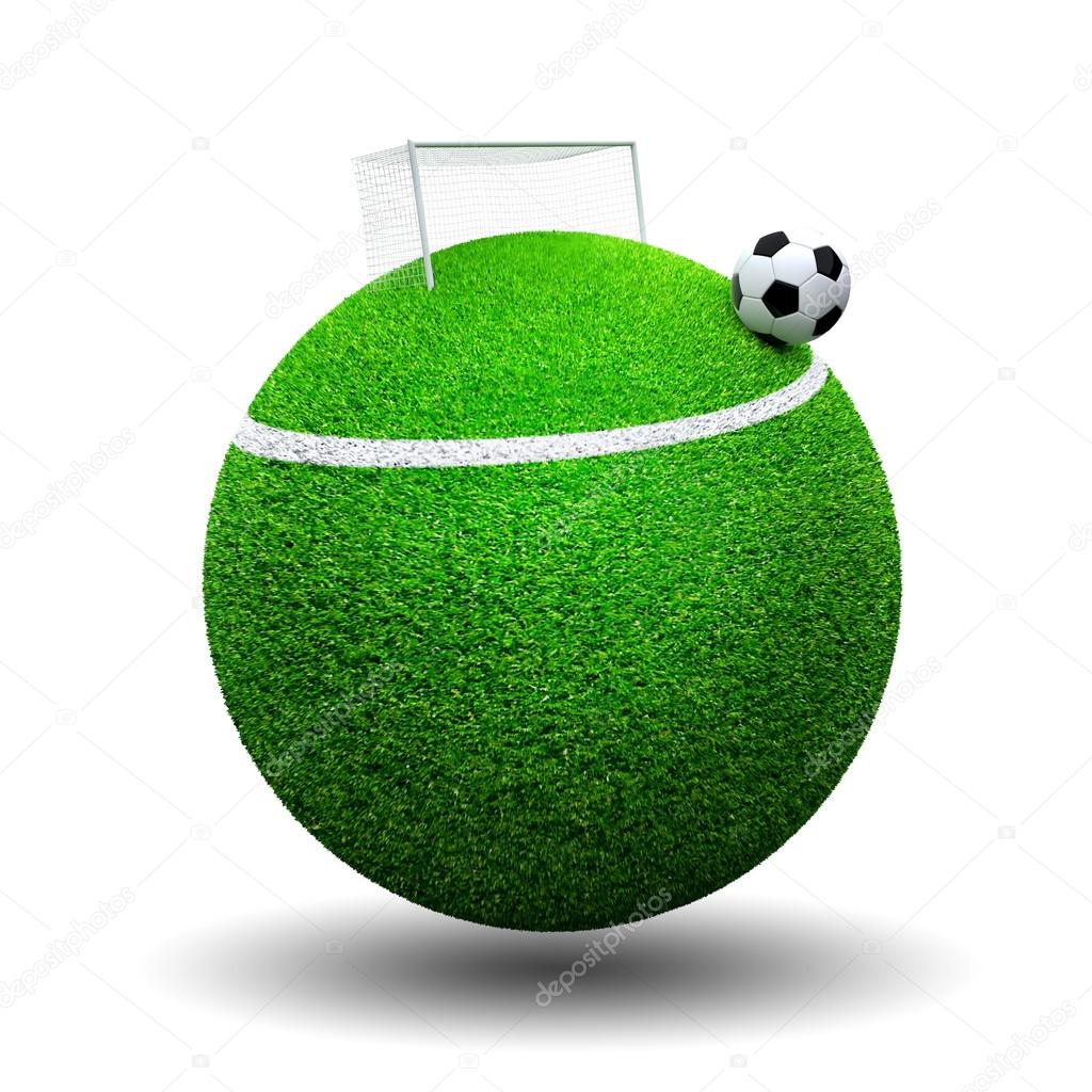 Soccer ball on sphere grass