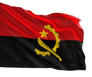 Angola ulusal bayrağının gerçekçi 3D görüntüsü, yüksek kaliteli kumaş dokusu