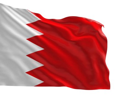 Bahreyn ulusal bayrağının gerçekçi 3D tasarımı, yüksek kaliteli kumaş dokusu