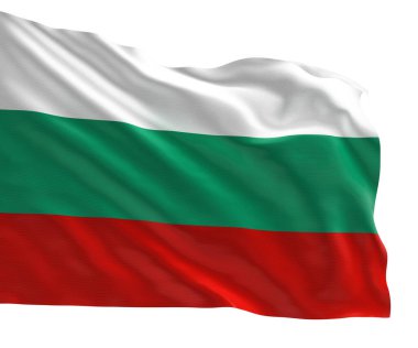 Bulgaristan ulusal bayrağının gerçekçi 3D tasarımı, yüksek kaliteli kumaş dokusu
