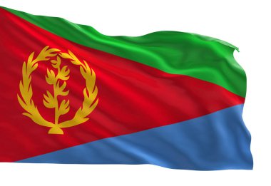 Eritre ulusal bayrağının gerçekçi 3D görüntüsü, yüksek kaliteli kumaş dokusu