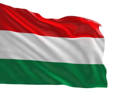 Macaristan ulusal bayrağının gerçekçi 3D tasarımı, yüksek kaliteli kumaş dokusu
