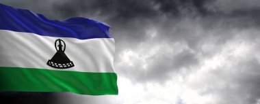 Kara bulutlu Lesotho Ulusal Bayrağı, 3D görüntüleme