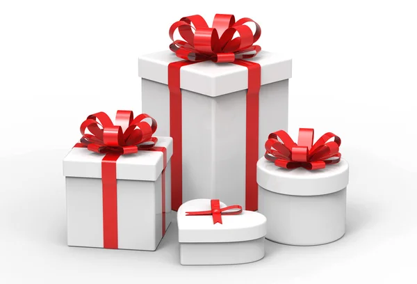 Four different size of present boxes — Stock Photo, Image