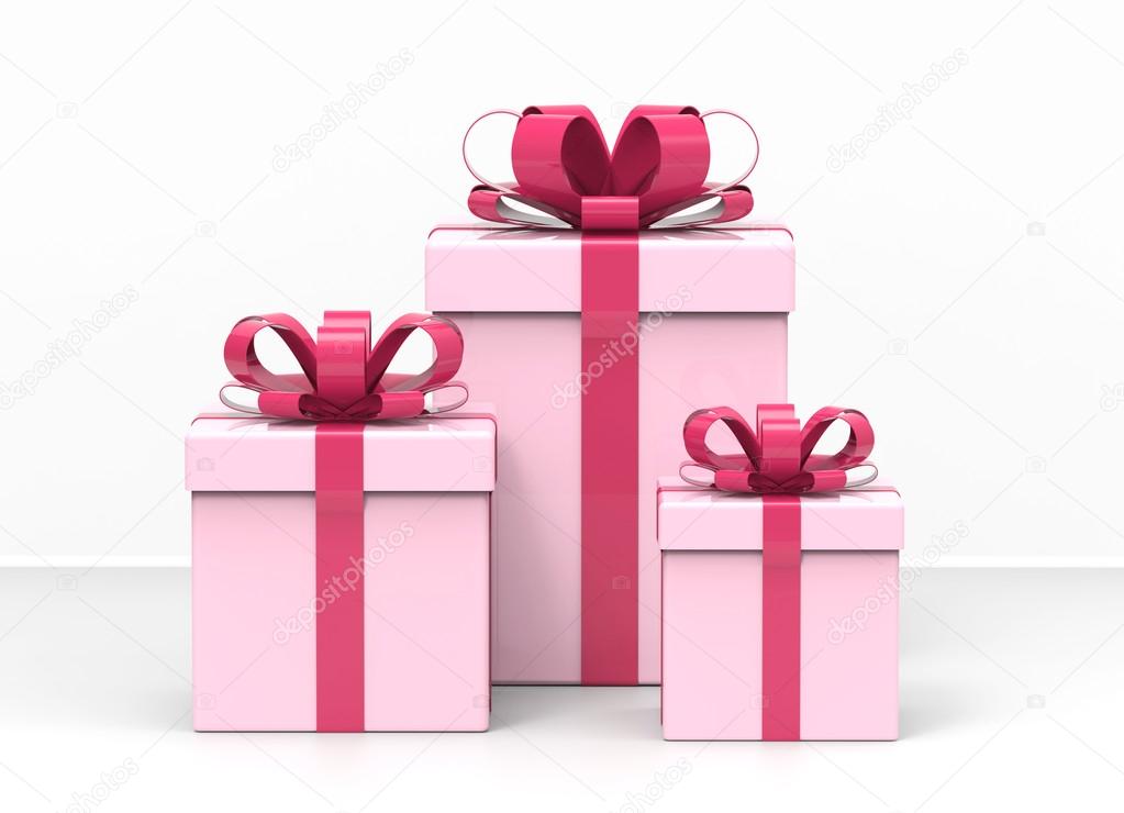 Three present boxes