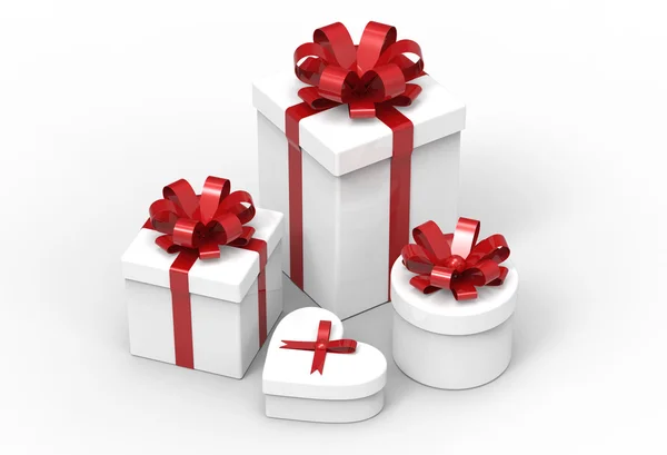 Four different kind of present boxes — Stock Photo, Image