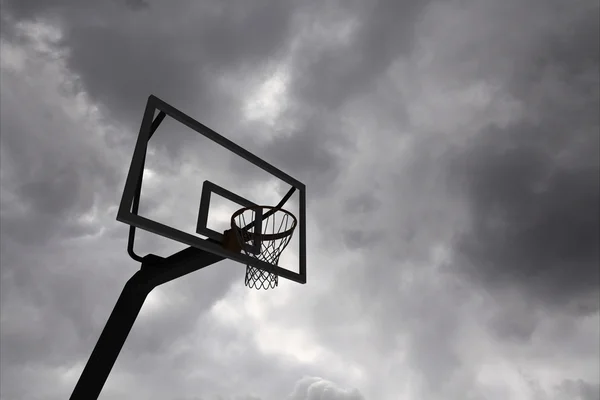Basket hoop och sky — Stockfoto